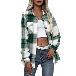 Fulidngzg Flanellbluse Damen mit Knopfleiste 2023 Hemdjacke Karohemd Langarm Mode Flanellhemd Hemd Große Größen Karierte Hemdbluse Cordhemd Herbst Lang Rote Cordjacke Holzfällerhemd von Fulidngzg