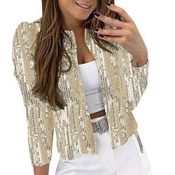 Fulidngzg Glitzer Blazer Damen Silber Oversize Pink Pailletten Blazer Pailletten Jacke Party Festlich Glitzer Blazer Bolero Langarm Sportlich Bunt Blaser Jacke Glitzer Jacke von Fulidngzg