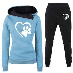 Fulidngzg Heartbeat Jogginganzug Damen Herbst Winter Gefütterte 2 Teiler Jogginganzug Hoodie Kuschelig Freizeit Sportanzug Hausanzug Elegant Y2K 2023 Trainingsanzug Große Größen Fitness Zweiteiler von Fulidngzg