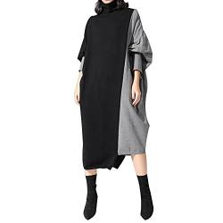 Fulidngzg Herbstkleid Damen Oversize Schnitt Winterkleid Longpullover Herbst Winter Lässig Strickkleid Pulloverkleid Grobmaschig für Leggings Skims Dress Pullover Bodycon Warm Langarm Winterpullover von Fulidngzg