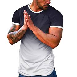 Fulidngzg Herren T-Shirt 3XL Lang Rundhals Sommer T Shirt Herrenmode Kurzarm Streetwear Lustig Tee Lustig Oberteil mit Print Basic T-Shirt Oversize Bluse Slim Fit Tops Lustig Baumwolle Shirt Tshirt von Fulidngzg