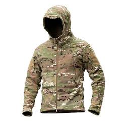 Fulidngzg Herren Winter Fleece Übergangsjacke Gefütterte Militär Warme Outdoorjacke mit Abnehmbarer Kapuze Cargo Jacke Männer Blouson Windbreaker Softshell Jacke gepolsterte Mäntel Jacken von Fulidngzg