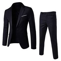 Fulidngzg Hochzeitsanzug Herren 2 Teilig Regular Fit Modern Jackett Große Größen Suit Übergröße Herrenanzug Schwarz Leicht Casual Blazer Casual Freizeit Anzug Jacke Sportsakko Sportlich Sakko Smoking von Fulidngzg