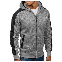 Fulidngzg Hoodie Herren, Fitness Sweatjacke Zip Training Kapuzenpullover Hoodie Basic Kordelzug Langarm Sweatshirt Jacke Casual Herbst Winter Oversize Kapuzenjacke mit Kapuze Sport Kaputzensweatjacke von Fulidngzg