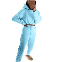 Fulidngzg Jogginganzug Damen: Hoodie Kuschelig Sportanzug Jogginganzug Herbst Winter Basic Y2k Trainingsanzug Freizeitanzug Lang Baumwolle Teenager Mädchen Hausanzug Große Größen 2 Teiliges Sportset von Fulidngzg