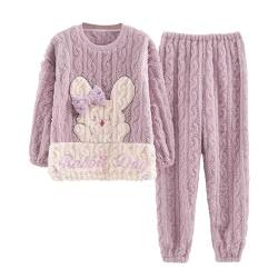 Fulidngzg Kuschelanzug Damen Flauschig Fleece Frottee Homewear Pyjama Set Flanell Teddy Kuschelschlafanzüge Hausanzug 2-Teilig Kuschelanzug Schlafanzug Winter Warmer Kuschelschlafanzug Schlafanzüge von Fulidngzg