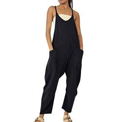 Fulidngzg Latzhose Damen Jeans Einteiler Kuschelig Jumpsuit Weitem Bein Sportlich Arbeitshose Gartenhose mit Taschen Arbeitslatzhose Oversize Overall Elegant Playsuits Sexy Lang Hosenanzug Sommerhose von Fulidngzg