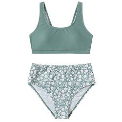 Fulidngzg Mädchen Bikini 164 Set mit Shorts Badeanzug Bikinihose Push Up Teenager Rüschen Badeanzüge Zweiteilige Bedruckte mit Triangel Bikinioberteil Bikini Tankini für Mädchen 2-14 Jahre von Fulidngzg