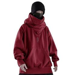 Fulidngzg Ninja Hoodie Herren Dicke Pulli Rollkragenpullover Harajuku Schalkragen Pullover Kapuzenpullover Vintage mit Kapuze Hoodie Oversized Fleece Fleecepulli Sweatshirts Sweater von Fulidngzg