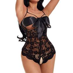 Fulidngzg Reizwäsche Damen Mollig Jumpsuit Unterwäsche Erotisch Shape Push Up Offener Schritt Offener Schritt Spitze Negligee Rückenfrei Grosse Grössen Dessous Ouvert Elegant Bodysuit Body von Fulidngzg