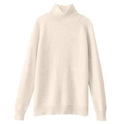 Fulidngzg Rollkragenpullover Damen Weiß Basic Kuschel Strickpullover Pullover Dicker Grobstrick Winterpullover Pulli Oversize Alpaka Rollkragenpullover Baumwollpullover Baumwolle Unterziehrolli Rolli von Fulidngzg