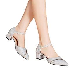 Fulidngzg Sandaletten Damen mit Absatz Sexy Verstellbar Knöchelriemen Sandalen Sommerschuhe Hochzeit Elegant mit Absatz Damenschuhe Sandaletten vorne geschlossen Bequem für Party Pumps High Heels von Fulidngzg