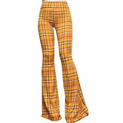 Fulidngzg Schlaghose Damen 70er Hippie High Waist Sommerhose Jogginghose Palazzo Yogahose Stoff Sportleggins Fitnesshose Sporthose Jazzpants Freizeithose Weites Bein Bootcut Caprihose Boho Strandhose von Fulidngzg