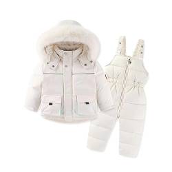 Fulidngzg Skianzug Kinder 2 Teilig Große Größe Warm Schneeanzug Regenoverall Gefütterter Winddicht Skianzug Overall Eng Schwarz Schneeoverall Schneehose Verdickte Outdoor Ski Anzug Matschanzug Sport von Fulidngzg