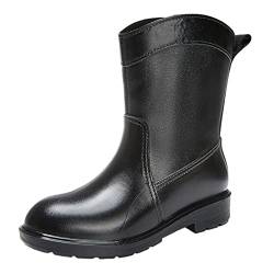 Fulidngzg Stiefel Damen Herren, Halbhohe Atmungsaktiv Leichte Regenstiefel mit Absatz Barfuß Western Gummistiefel Stiefeletten Wasserdichte Dicke 39 Eva Reitstiefeletten Reitstiefel Rain Boots von Fulidngzg