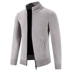 Fulidngzg Strickfleecejacke Herren: Ohne Kapuze Norweger Strickjacke Trachtenjacke mit Reissverschluss Lang Fleecejacke Sweatjacke Strick mit Kragen Modern Cardigan Langarm Winter Wintermantel von Fulidngzg