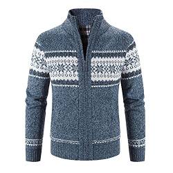 Fulidngzg Trachtenjacke Herren, Ohne Kapuze Norweger Cardigan Strickjacke mit Kragen 3XL Trachtenjacke Sweatjacke mit Reissverschluss Strick Wolle Fleecejacke Modern Schwarz Wintermantel von Fulidngzg