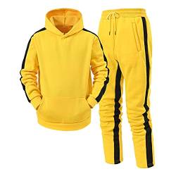 Fulidngzg Trainingsanzüge Herren Set Schwarz Gelb Warm Atmungsaktiv Große Größen xxxl Lang Winter Jogginganzug Sportanzug Hausanzug Polyesteranzug von Fulidngzg