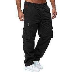 Fulidngzg Trainingshose Herren Blau Jogger mit Taschen Jogginghose Trainingshose Baumwolle Baggy Slim Fit Lang Sweathose Sporthose Laufhose Stretch Warm Gym Cargohose Fitnesshose Herren Trainingshose von Fulidngzg