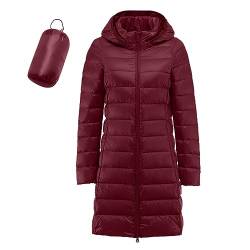 Fulidngzg Trenchcoat Damen Puffer Wintermantel Daunenmantel Dünne Warm Steppmantel Winterjacke Grosse Grössen Leicht Faltbar Daunenjacke Windbreaker Wasserdicht Winddicht Herbst Winter Down Coat von Fulidngzg