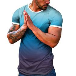 Fulidngzg Tshirt Lang Herren Extra Lang Backprint Tshirt Slim Fit Geschnitten T Shirt Sommer Rundhals T-Shirt Tee Kurzarm Oversize Shirt XXXL Longshirt Long Shirts von Fulidngzg