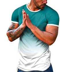 Fulidngzg Tshirt Lang Herren Extra Lang Backprint Tshirt Slim Fit Geschnitten T Shirt Sommer Rundhals T-Shirt Tee Kurzarm Oversize Shirt XXXL Longshirt Long Shirts von Fulidngzg