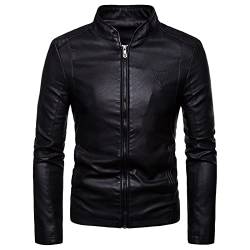 Fulidngzg Übergangsjacke Herren Leder Übergangsjacke Leichte Motorradjacke Leather Jacket Schwarz Cyberpunk Lederjacke Herbst Wasserdicht Wildlederjacke Bikerjacke Motorrad Biker Motorrad Jacken von Fulidngzg