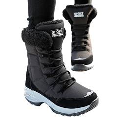 Fulidngzg Warme Winterboots Damen Warme Gefüttert Wasserdicht Leder Schneeschuhe Flach Winterschuhe Schneestiefel Schneeboots Schnürstiefel Winterstiefel Hohe Stiefel von Fulidngzg