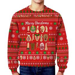 Fulidngzg Weihnachtspullover Männer Strick Ugly Christmas Sweater Strickpullover Hässlich Modern Weihnachtspulli Weihnachten Pullover Xmas Baumwolle Winter Weihnachtspullover Jumper von Fulidngzg