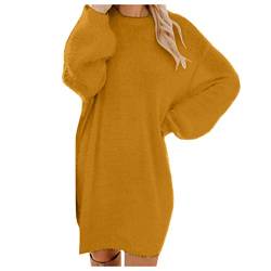 Fulidngzg Winterkleid Damen: Sexy Elegant Longpullover Pulloverkleid Langarm Lang Strickkleid Winterkleid Grobmaschig Bodycon Skims Dress Wickelkleid Warm Schnitt Herbst Winter Winterpullover von Fulidngzg