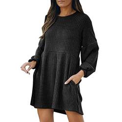 Fulidngzg Winterkleider Damen Sweater Kleid Langarm Strick Kleider Pullikleid Strickkleid Pulli Kleid Herbst Oversize Pulloverkleid Strickpullover Langarmkleid Longpullover Grobmaschig Minikleid von Fulidngzg