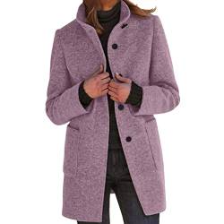 Fulidngzg Wintermantel Damen Lang, Lang Leicht Wollmantel Wintermantel Wolle Schwarzer Trenchcoat Trench Coat Übergang Übergangsmantel Boucle Blazer Herbst Winter Parka Boucle Jacke Wolljacke von Fulidngzg