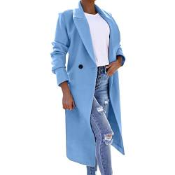 Fulidngzg Wintermantel Damen Lang, Wolle Leicht Trenchcoat Wintermantel Lang Warm Wollmantel Winterparka Herbst Winter Boucle Blazer Parka Schwarzer Windjacke Damenmantel Longblazer von Fulidngzg