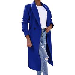 Fulidngzg Wintermantel Damen Lang, Wolle Leicht Trenchcoat Wintermantel Lang Warm Wollmantel Winterparka Herbst Winter Boucle Blazer Parka Schwarzer Windjacke Damenmantel Longblazer von Fulidngzg