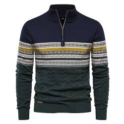 Fulidngzg half zip pullover herren Norweger Kaschmir Winterpullover Pullover mit Reißverschluss Langarm Strickpullover Rollkragenpullover mit Kragen Stehkragen Strickjacken Half Zip Sweatshirt Jumper von Fulidngzg