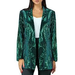 Glitzer Blazer Damen Lang Festlich Langarm Kurz Mantel Pailletten Jacke Große Größen Oversize Glitzer Jacke Pailletten Blazer Elegant Basics Party Bolero Glitzer Blazer von Fulidngzg