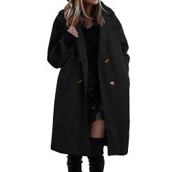 Herbst Mantel Damen Lang Warm Wollmantel Trenchcoat Wolle Schwarzer Wintermantel Damenmantel Elegant Winterjacke Mantel A-Linie Trench Coat Herbstmantel Steppmantel von Fulidngzg