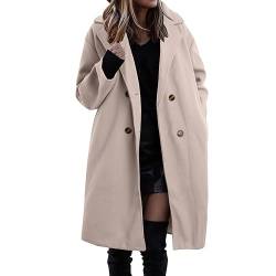 Herbst Mantel Damen Lang Warm Wollmantel Trenchcoat Wolle Schwarzer Wintermantel Damenmantel Elegant Winterjacke Mantel A-Linie Trench Coat Herbstmantel Steppmantel von Fulidngzg