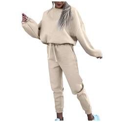 Homewear Damen Set Sportlich Große Größen Jumpsuit Trainingsanzug 2023 Kuschelig Hausanzug Jogginganzug Ohne Kapuze Basic Zweiteiler Jogger Elegant Komplett Winter Sport Set Set Hose und Oberteil von Fulidngzg