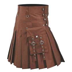 Kilt Herren Schottisch Mode Individualität Faltenrock Traditioneller Schottischer Schottland Rock Schottenrock Gothic Party Punk Kilt Kurzer Klassischer Vintage Taschenröcke von Fulidngzg