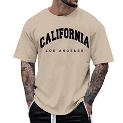 Los Angeles Tshirt Herren Kurzarm Basic Tshirt Streetwear Große Größen XXL Tshirt Gym Shirt Baumwolle Longshirt Oversize T Shirt Baggy Basketball Shirt Sport Tshirts von Fulidngzg