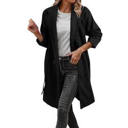 Mantel Damen Elegant Lang Warm Wollmantel Wintermantel Wolle A-Linie Trenchcoat Winterparka Herbst Winter Wolljacke Dufflecoat Leicht Boucle Jacke Longblazer Herbstmantel von Fulidngzg