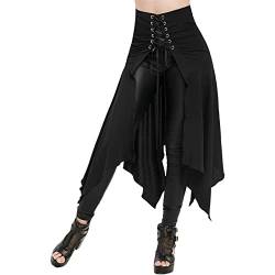 Mittelalter Rock Damen Modern Gothic Rock Trachtenrock Steampunk Viktorianisches Festival Outfit Curvy Party Mittelalter Kleidung Rockabilly Fransen Rave Outfit Knielang Vintage Wikinger Kleidung von Fulidngzg