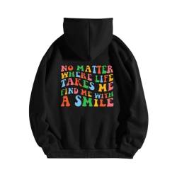 Pullover Teenager Mädchen Teenager Mädchen Pullover Locker mit Kapuze Kapuzenpullover Letter Print Hippie Hoodie Grosse Grössen E-Girl Aesthetic Hoody Sweatshirt 90er Oversized Elegant Pulli von Fulidngzg