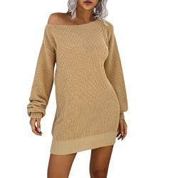 Pulloverkleid Damen Lang Sexy Strickkleid Pullikleid Enges Schnitt Pulloverkleid Winterkleider Bodycon für Leggings Sweater Kleid Strick Kleider Grobmaschig Elegant Strickpullover Langarmkleid von Fulidngzg