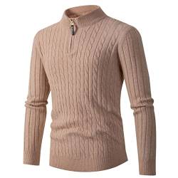 Rollkragenpullover Herren, Solid Modern Sweatshirt Rollkragenpullover Winter Half Zip Pullover Strickpullover Baumwolle mit Reißverschluss Wollpullover Winterpullover Turtleneck von Fulidngzg