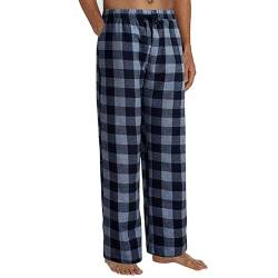 Schlafanzug Hose Herren Lang Pyjamahose Haushose Kuschelig Baumwolle Pyjama Hose Schlafanzughose Karierte Rot Schwarz Schlafhose Schlafanzug Weite Winter Unterhosen Schlafhosen von Fulidngzg