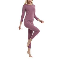 Skiunterwäsche Damen, Winter 2 Teilig Thermounterwäsche Unterhemd Langarm Set Thermoshirt Skiunterwäsche Warme Thermo Thermoleggings Unterwäsche Fleece Body Funktionswäsche von Fulidngzg