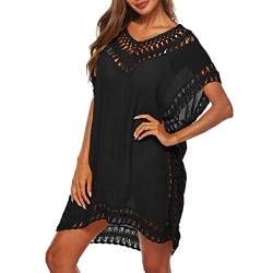 Strandkleider Damen Sommer: Luftig Strand Kaftan Elegant Sexy Curvy Häkelkleid Mode Musselin Bikini Cover Up Lang Ibiza Style Pareos Sarong Sommer Beach Strandkleid Spitzen Oberteile von Fulidngzg