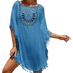 Tunika Damen Sommer: Beach Musselin Bikini Cover Up Curvy Strand Badekleid Sexy Mode Strandkleid Sarong Große Größen Pareos Sommer Elegant Ibiza Style Häkelkleid Kaftan von Fulidngzg